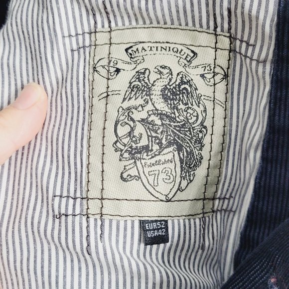 Matinique | Mens Blue Corduroy Blazer Jacket Navy Blue Pockets Preppy Staple 42 - Picture 9 of 11